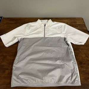 Adidas Golf Short Sleeve Windbreaker Size Large White/Gray